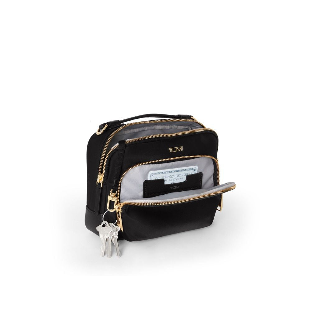 Bolsa Transversal Teghan Voyageur Preta/ Dourada